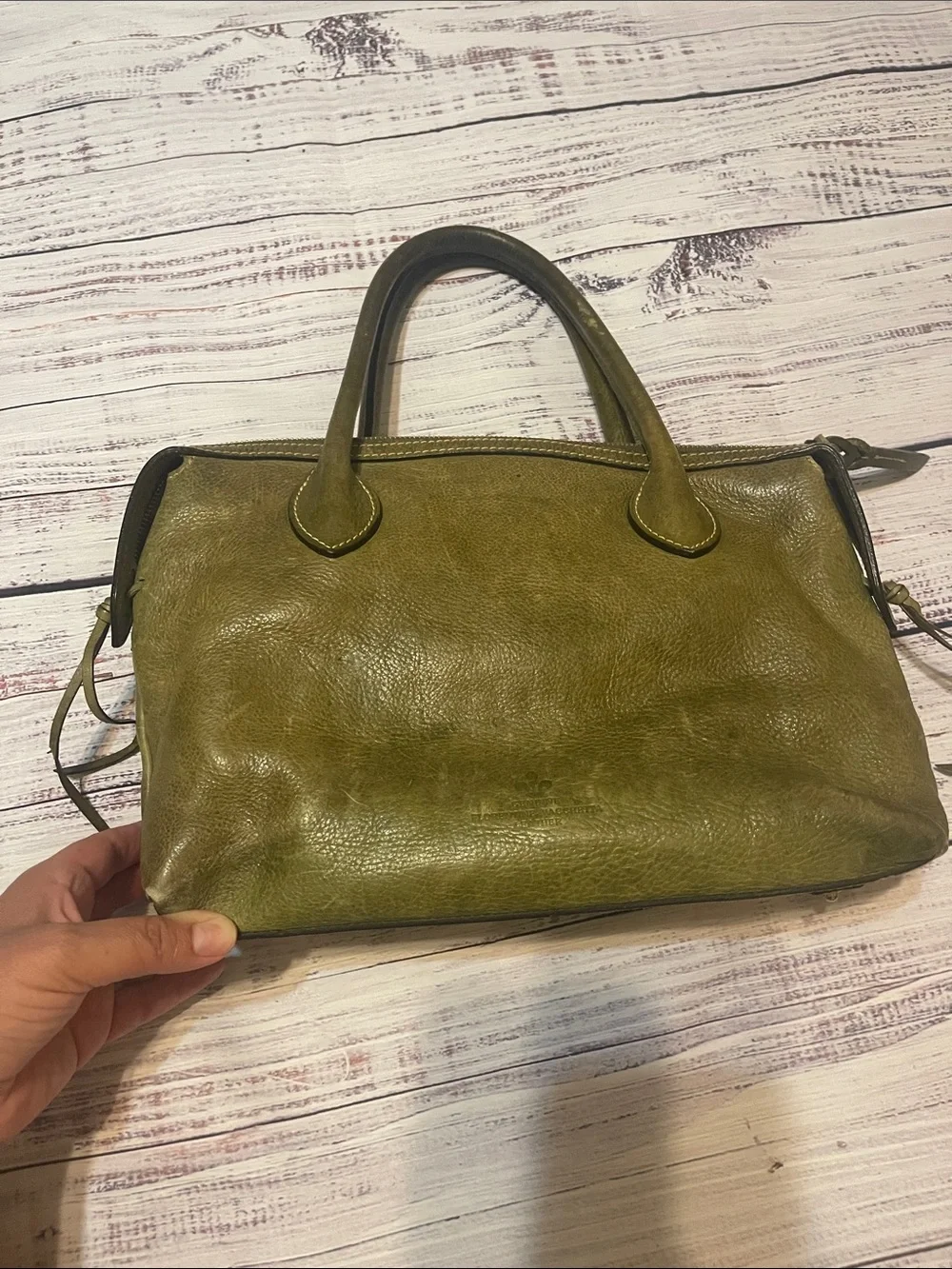 Dooney & Bourke Florentine Leather Olive Green East West Satchel Bag